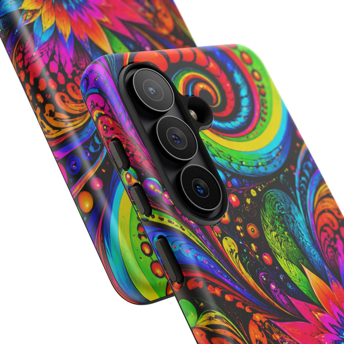 Psychedelic Floral Phone Case — Vibrant Swirl Tough Protective Cover