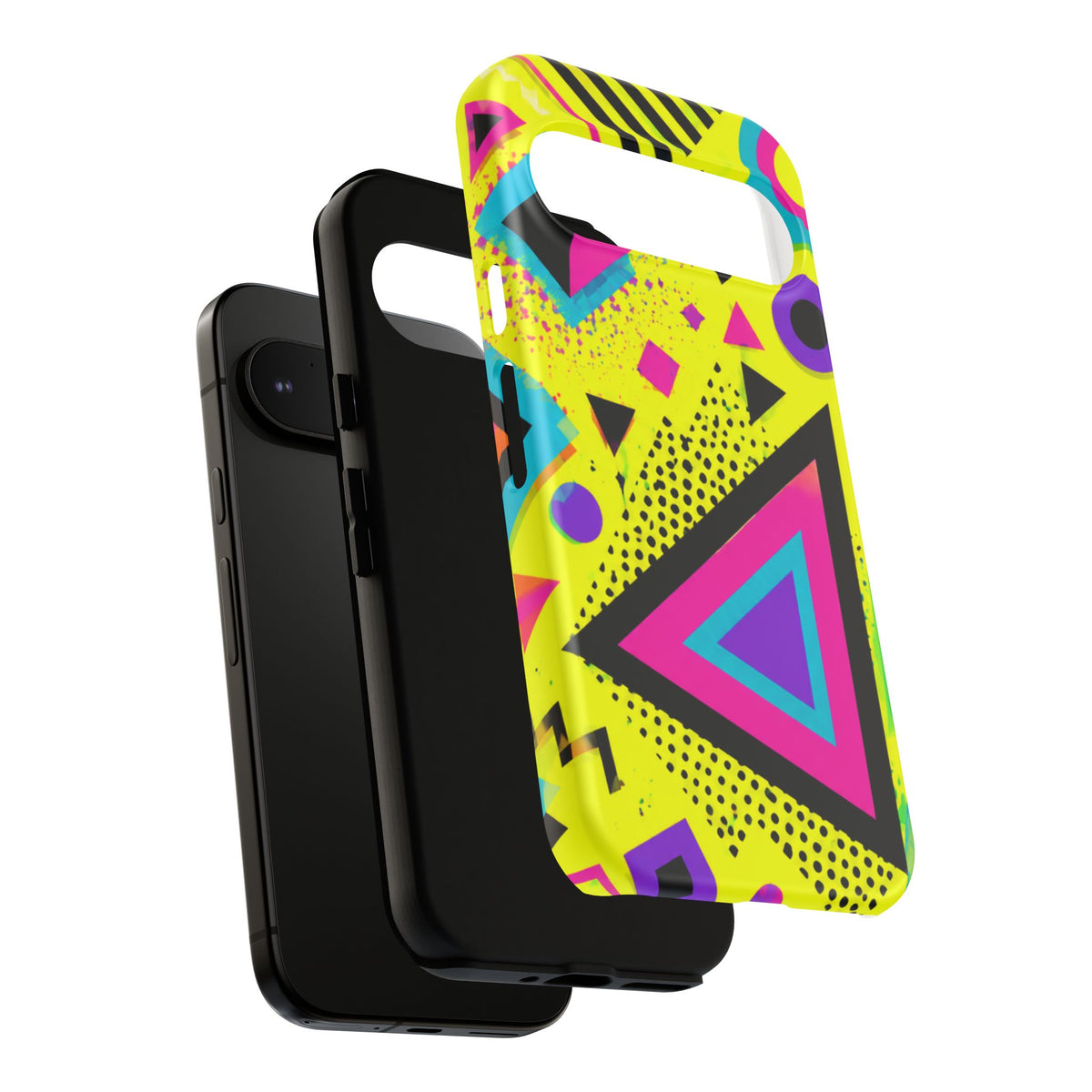Retro 80s Geometric Phone Case — Neon Memphis Triangle Design