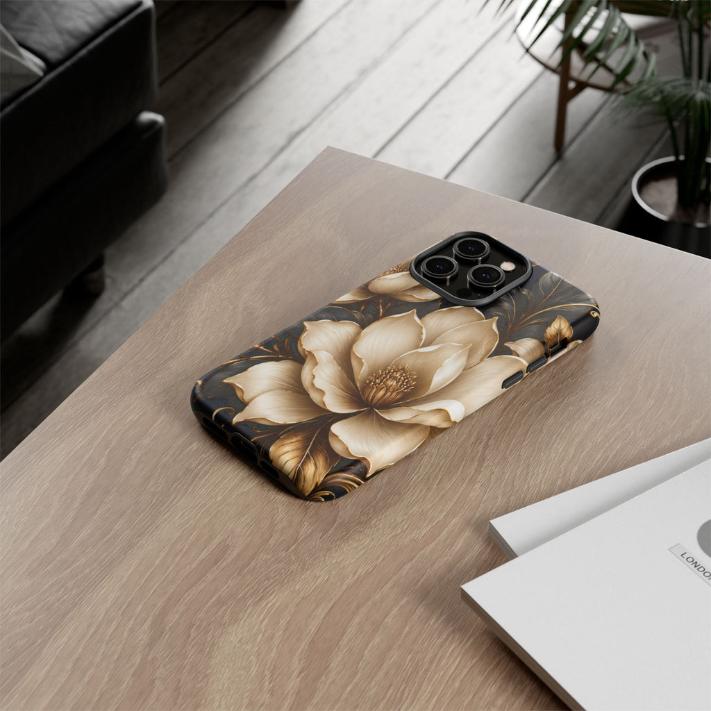 Floral Tough Case — Elegant Gold Magnolia Phone Case