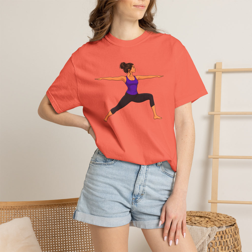 Yoga Warrior Pose T-Shirt | Woman in Virabhadrasana Illustration