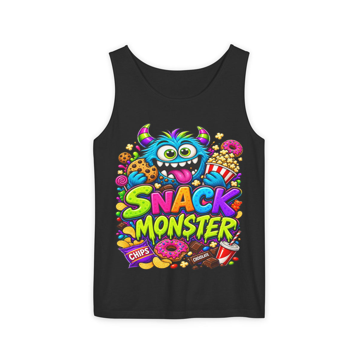 Snack Monster Tank Top | Cute Colorful Monster Snacks Graphic