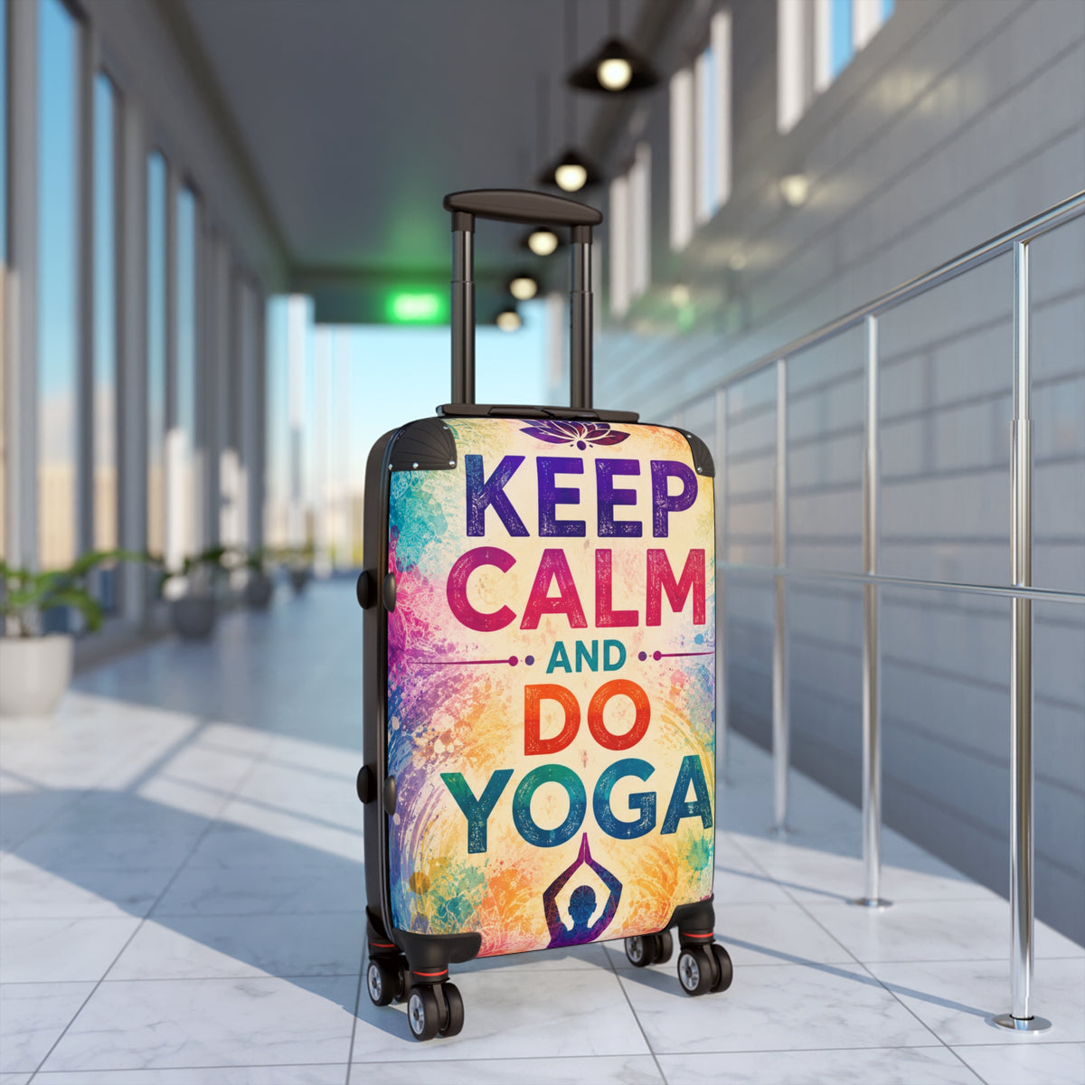 Keep Calm and Do Yoga Carry-On Suitcase — Colorful Yoga Travel Luggage
