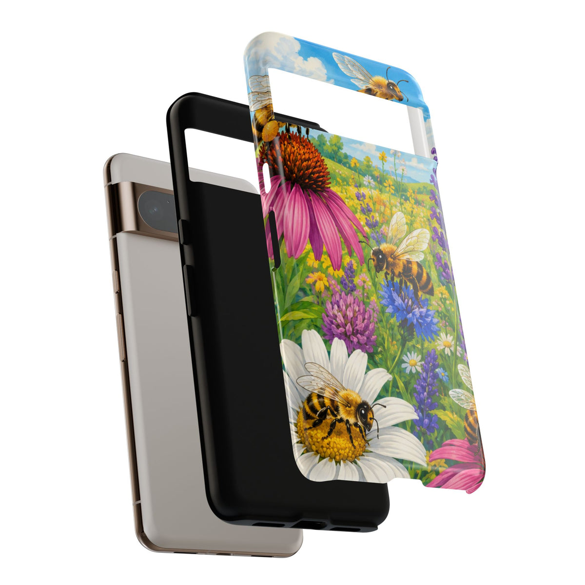 Bee Meadow Phone Case — Floral Honeybee Protective Cover