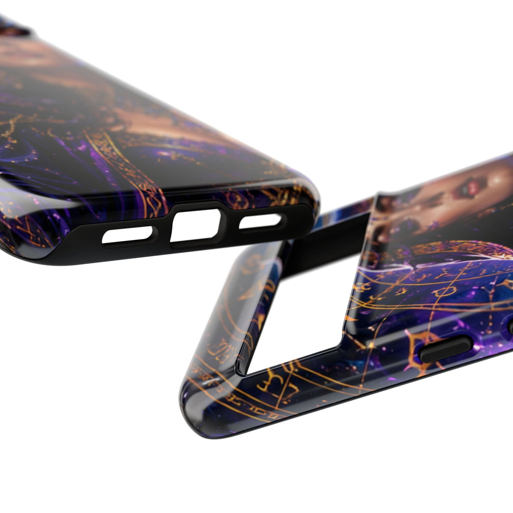 Phone Case — Mystical Sorceress Art Protective Tough Case (Astrology, Purple Hooded Witch)