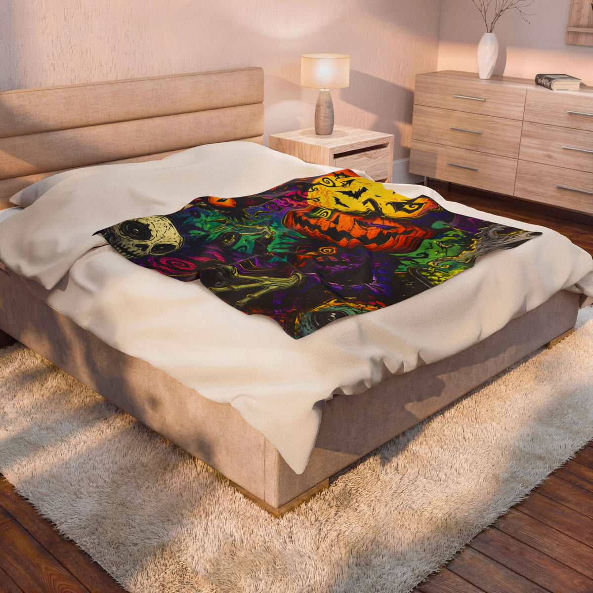 Psychedelic Pumpkin Halloween Velveteen Plush Blanket
