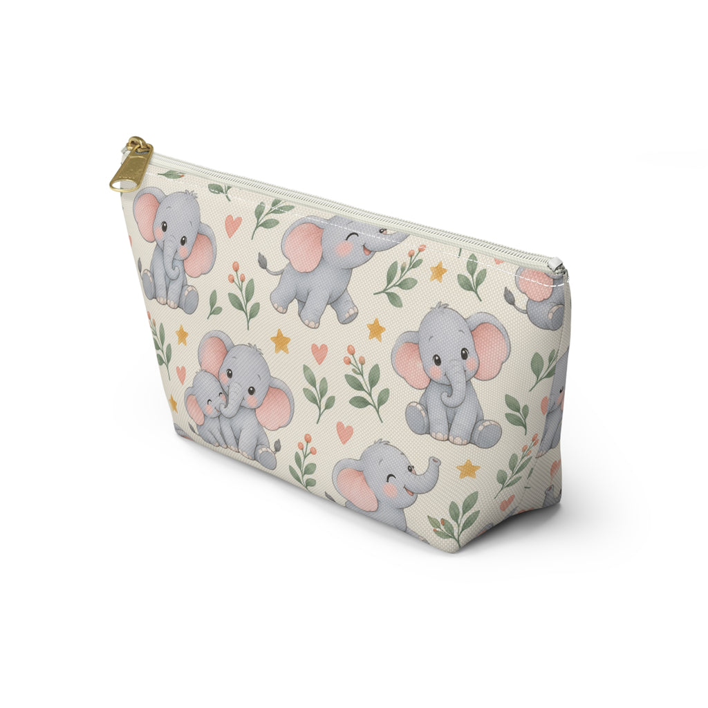 Cute Baby Elephant Accessory Pouch — T‑Bottom Makeup & Diaper Bag Organizer