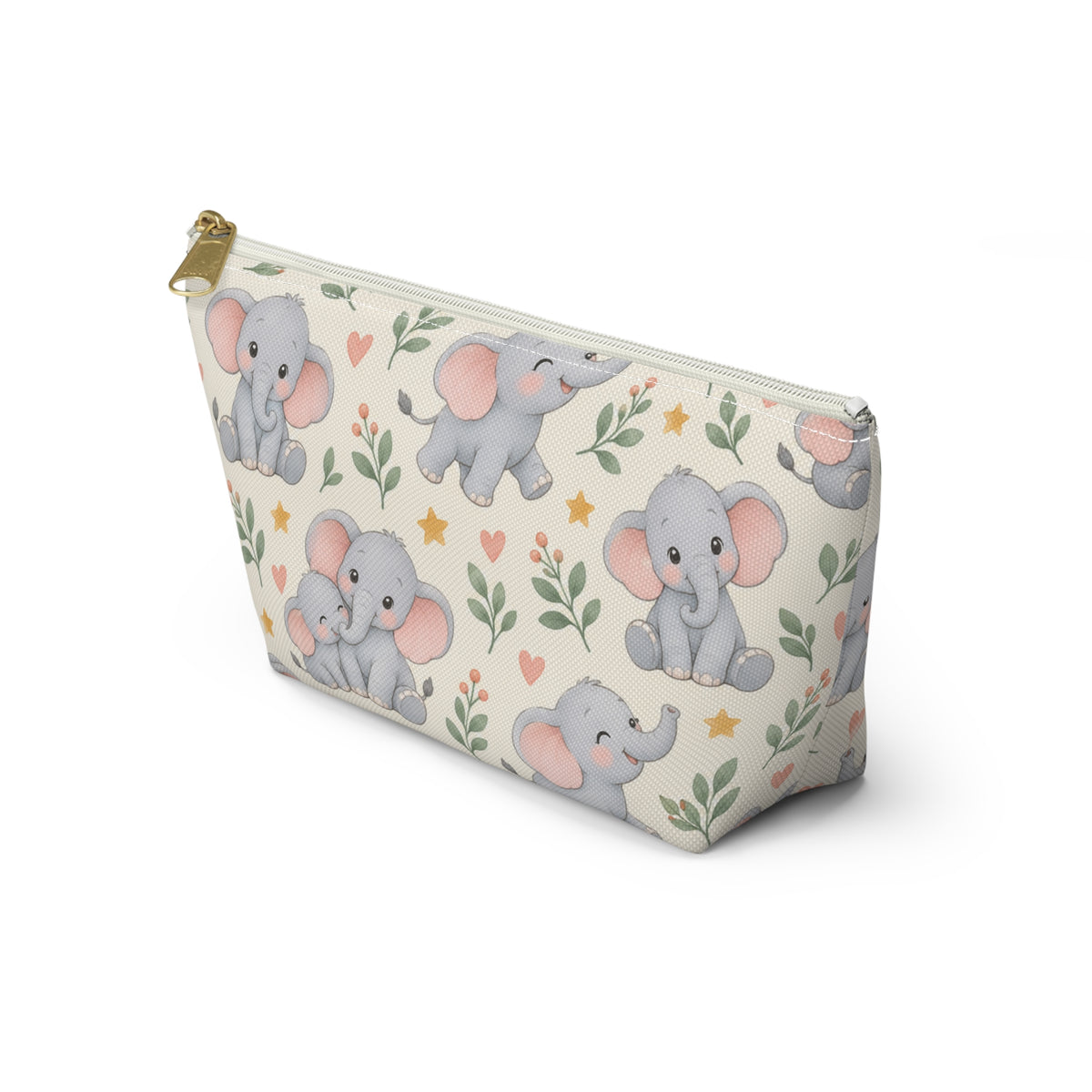 Cute Baby Elephant Accessory Pouch — T‑Bottom Makeup & Diaper Bag Organizer