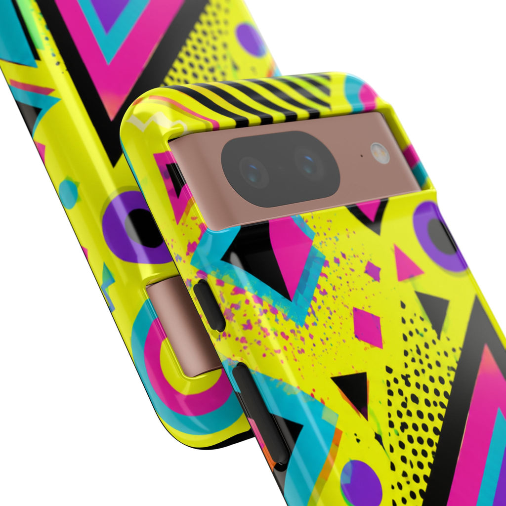 Retro 80s Geometric Phone Case — Neon Memphis Triangle Design