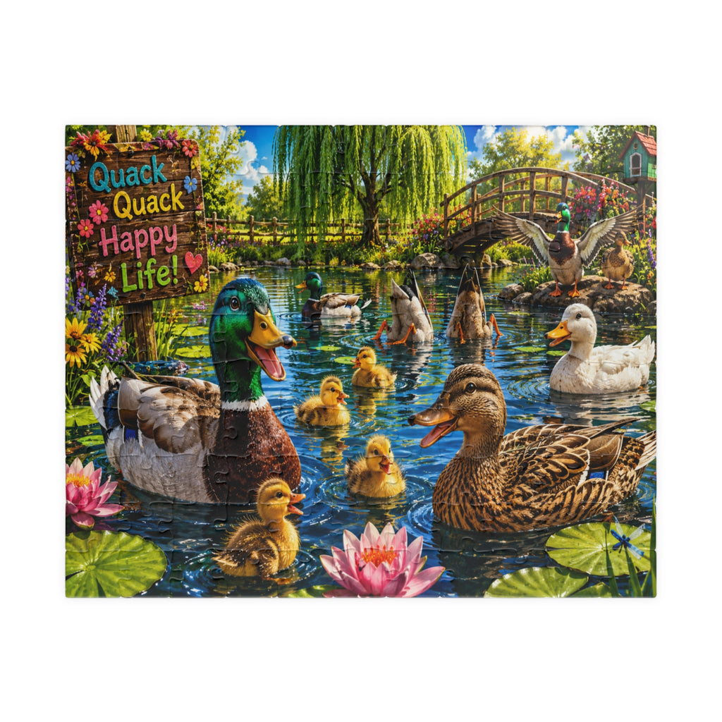Duck Family Jigsaw Puzzle – "Quack Quack Happy Life" Scenic Pond Puzzle (110–1014 pcs)