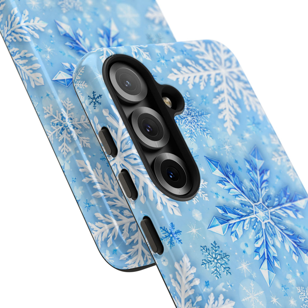 Winter Snowflake Tough Phone Case — Blue Holiday Protective Cover