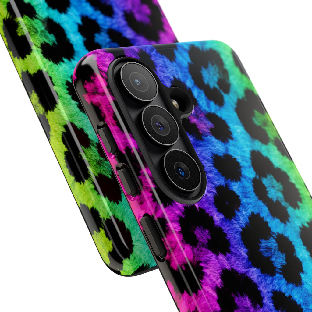 Neon Rainbow Leopard Tough Case – Colorful Animal Print Phone Cover