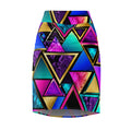 Neon Geo Triangles Pencil Skirt
