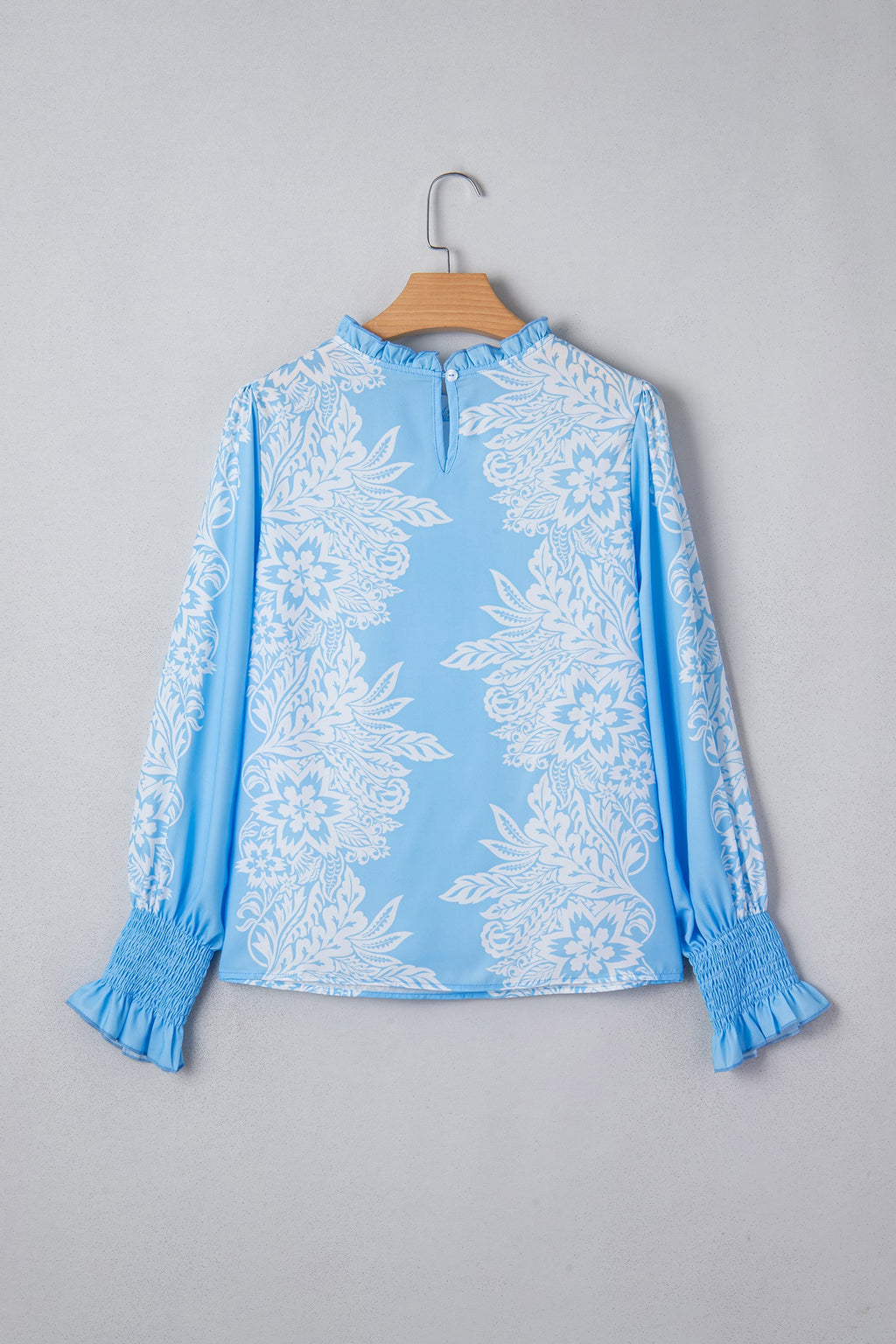 Floral Ruffle Collar Puff Long Sleeve Blouse