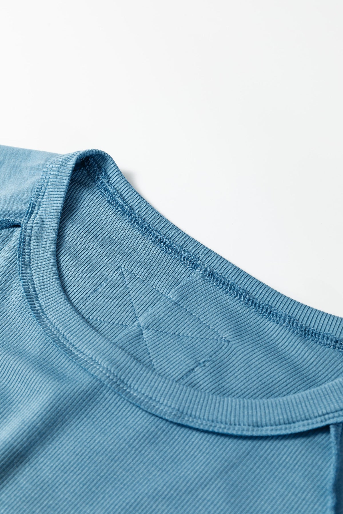 Ribbed Cap Sleeve Crewneck Shirt