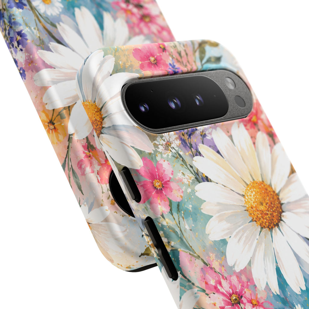Floral Daisy Phone Case — Watercolor Daisies Protective Tough Case