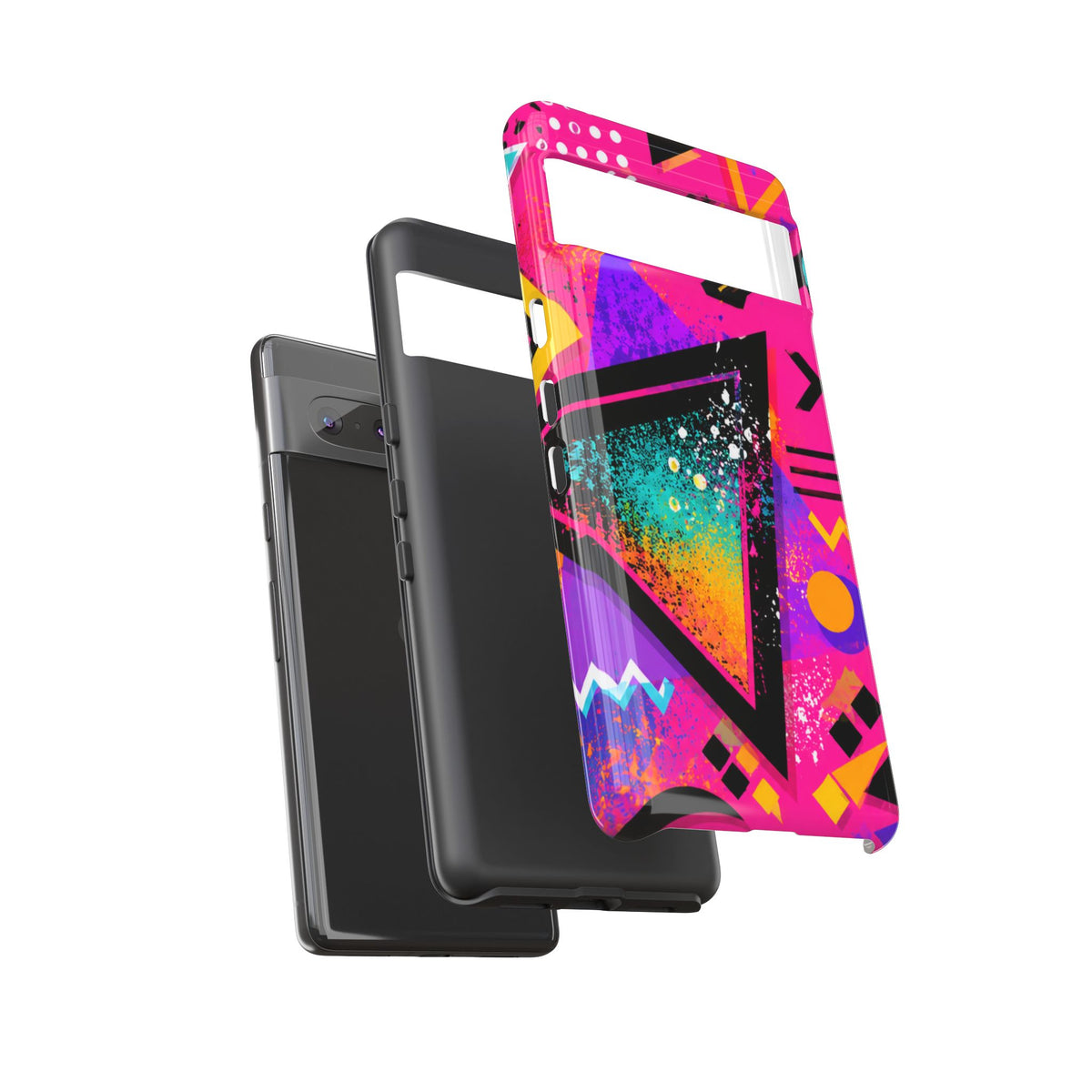 Retro 80s Geometric Phone Case — Neon Triangle Tough Case