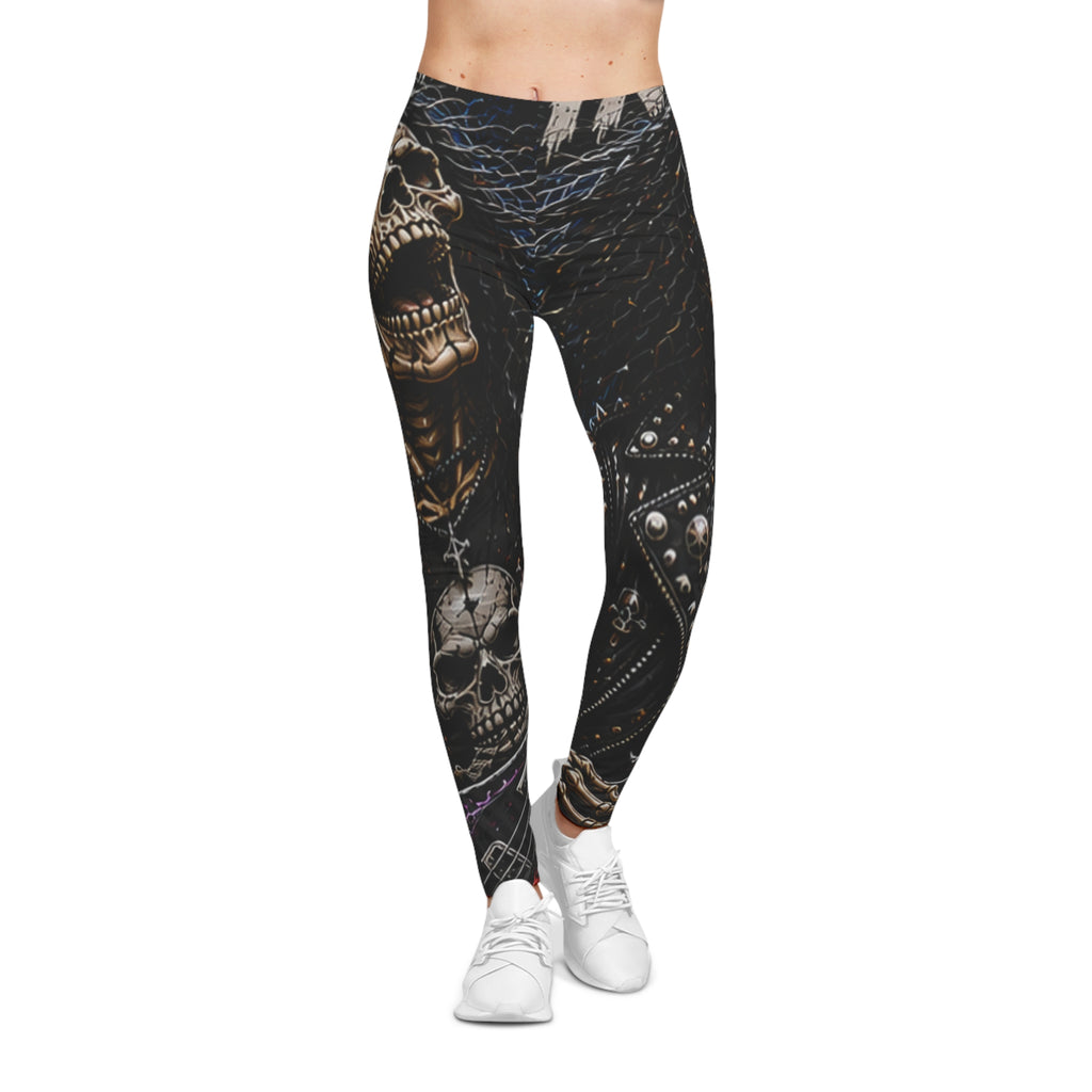 Skull Rock Leggings — Gothic Skeleton All-Over Print Women's Leggings