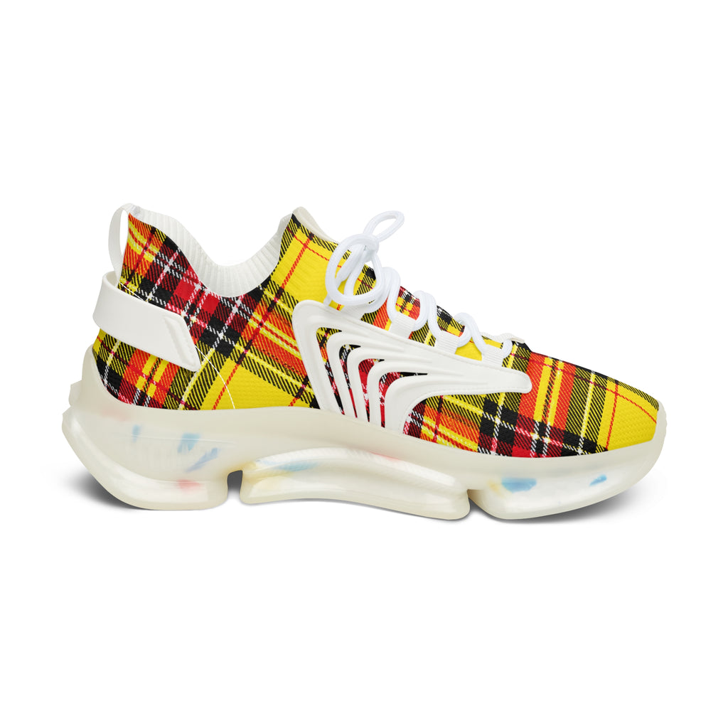 Yellow Plaid Women's Mesh Sneakers — Lightweight Fashion Trainer