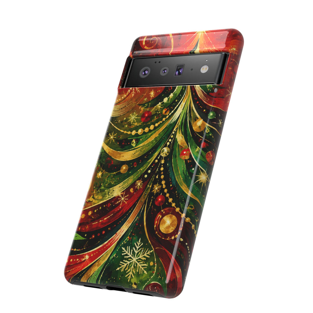 Christmas Tree Tough Phone Case — Festive Red & Green Holiday Phone Cover
