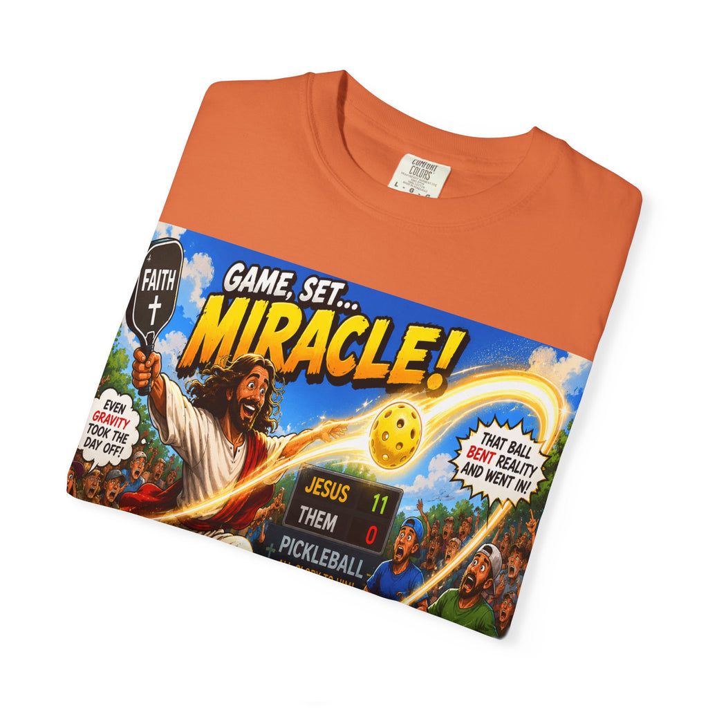 Game, Set, Miracle! Jesus Pickleball Graphic T-Shirt