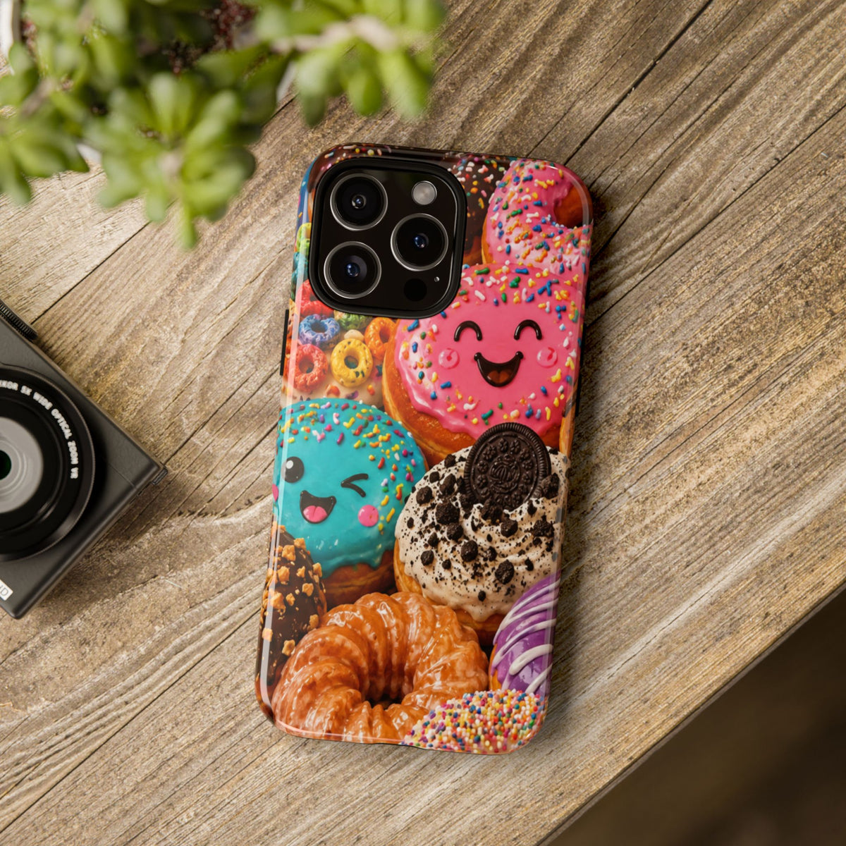 Donut Smile Tough Phone Case — Cute Colorful Desserts Protective Cover