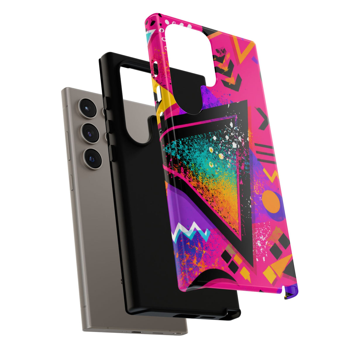 Retro 80s Geometric Phone Case — Neon Triangle Tough Case