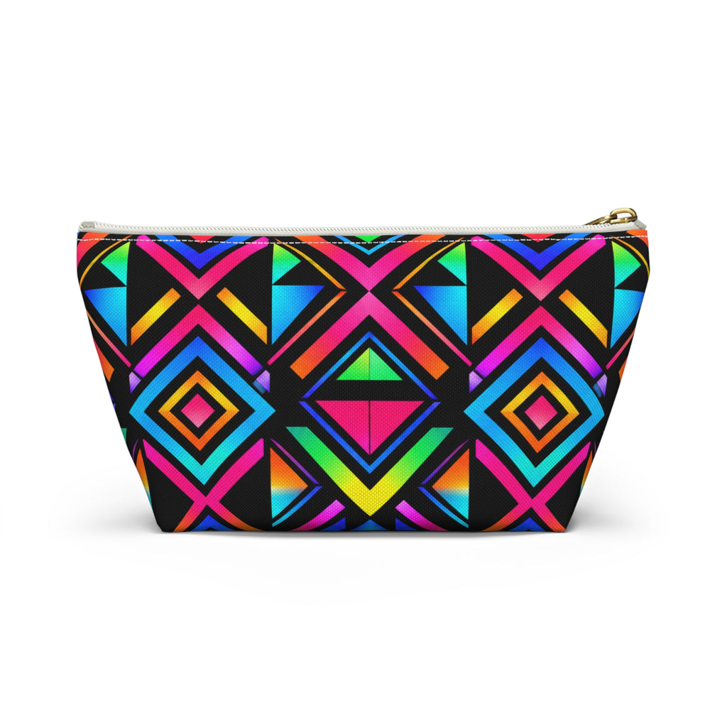 Neon Geo Makeup Pouch — Colorful Geometric Accessory Bag
