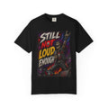 Still Not Loud Enough Skull Guitarist T-shirt | Heavy Metal Rock