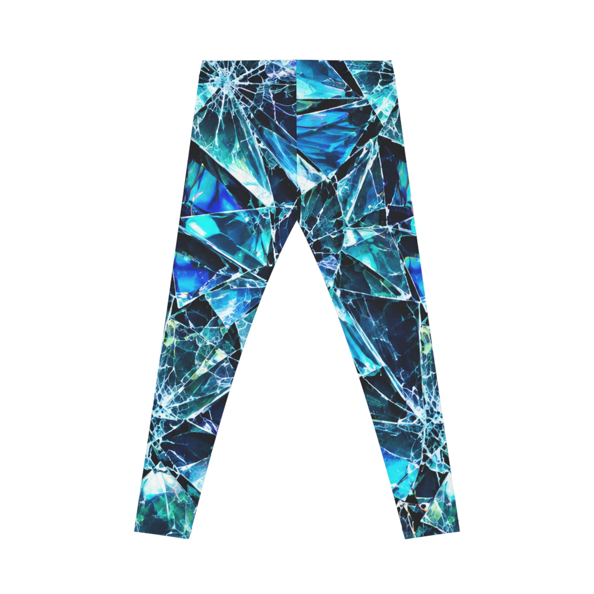 Blue Shattered Glass Print Leggings — Women's All-Over-Print Activewear