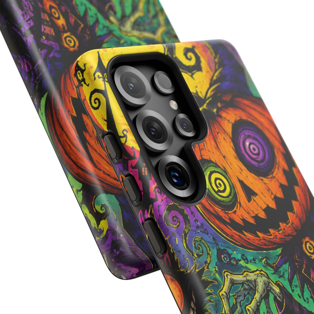 Halloween Pumpkin Skull Phone Case — Psychedelic Jack-o'-Lantern Tough Case
