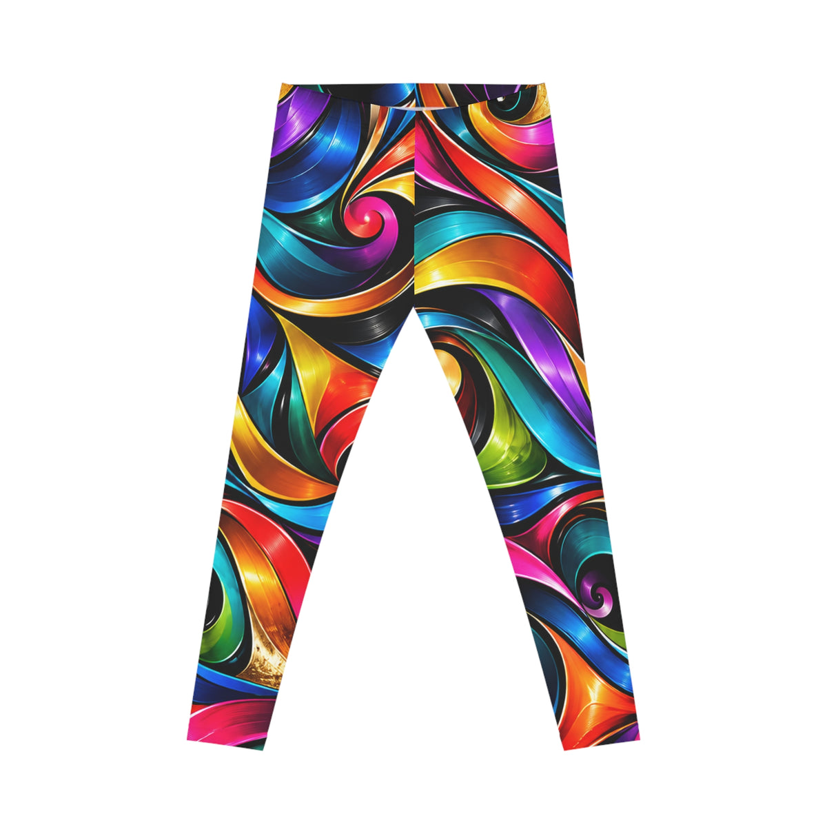 Vibrant Swirl All-Over-Print Leggings — Colorful Abstract Fitness & Yoga Tights