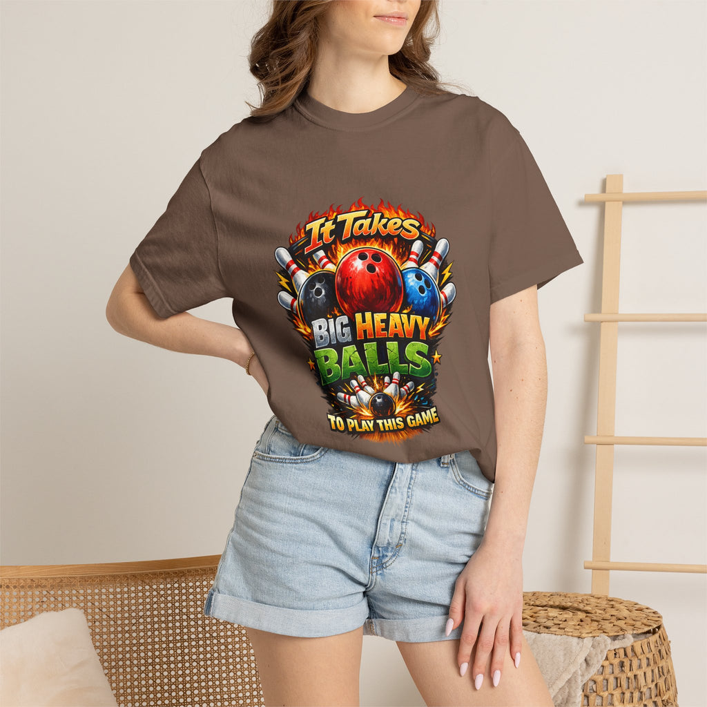 It Takes Big Heavy Balls To Play This Game T-shirt | Bowling Graphic Tee