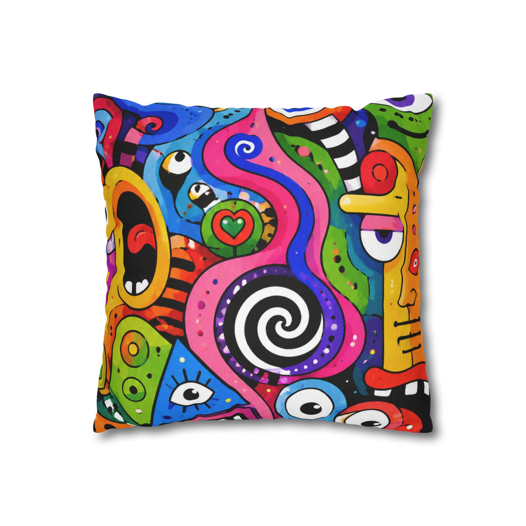 Colorful Abstract Doodle Pillowcase | Spun Polyester Square Pillowcase