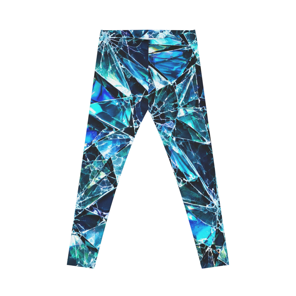 Blue Shattered Glass Print Leggings — Women's All-Over-Print Activewear