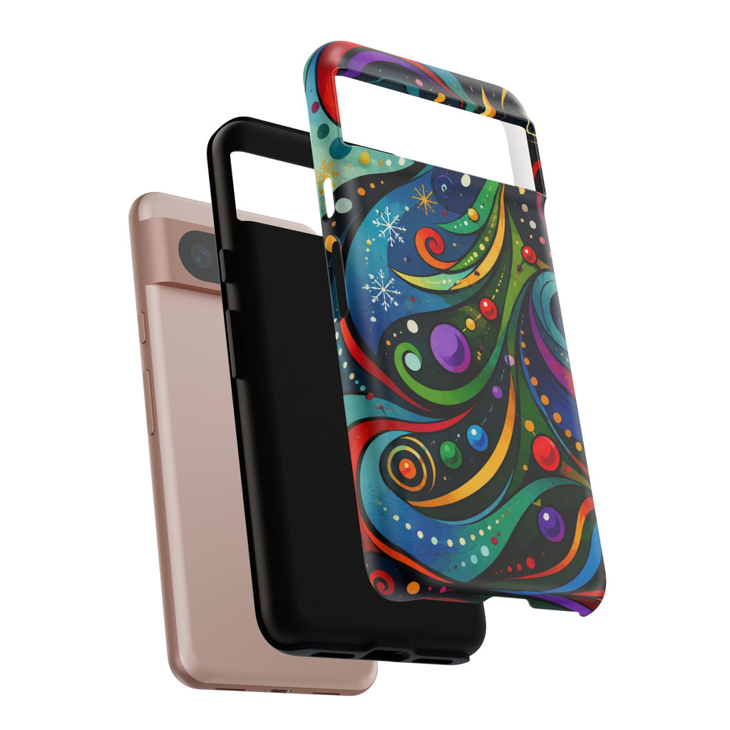 Colorful Swirl Christmas Tree Tough Phone Case