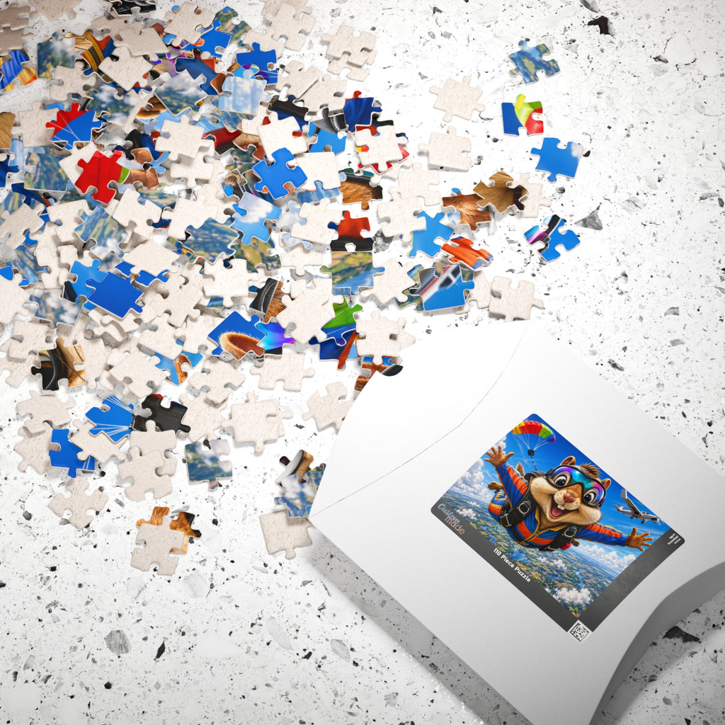 Skydiving Squirrel Jigsaw Puzzle — Cute Adventure Cartoon Puzzle (110/252/520/1014 pcs)