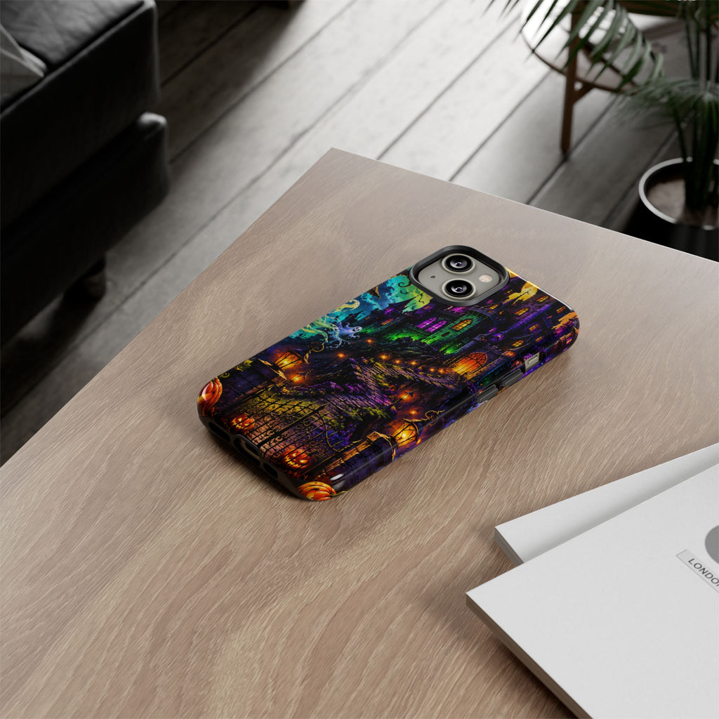 Halloween Haunted Castle Phone Case — Spooky Pumpkin & Ghost Tough Case