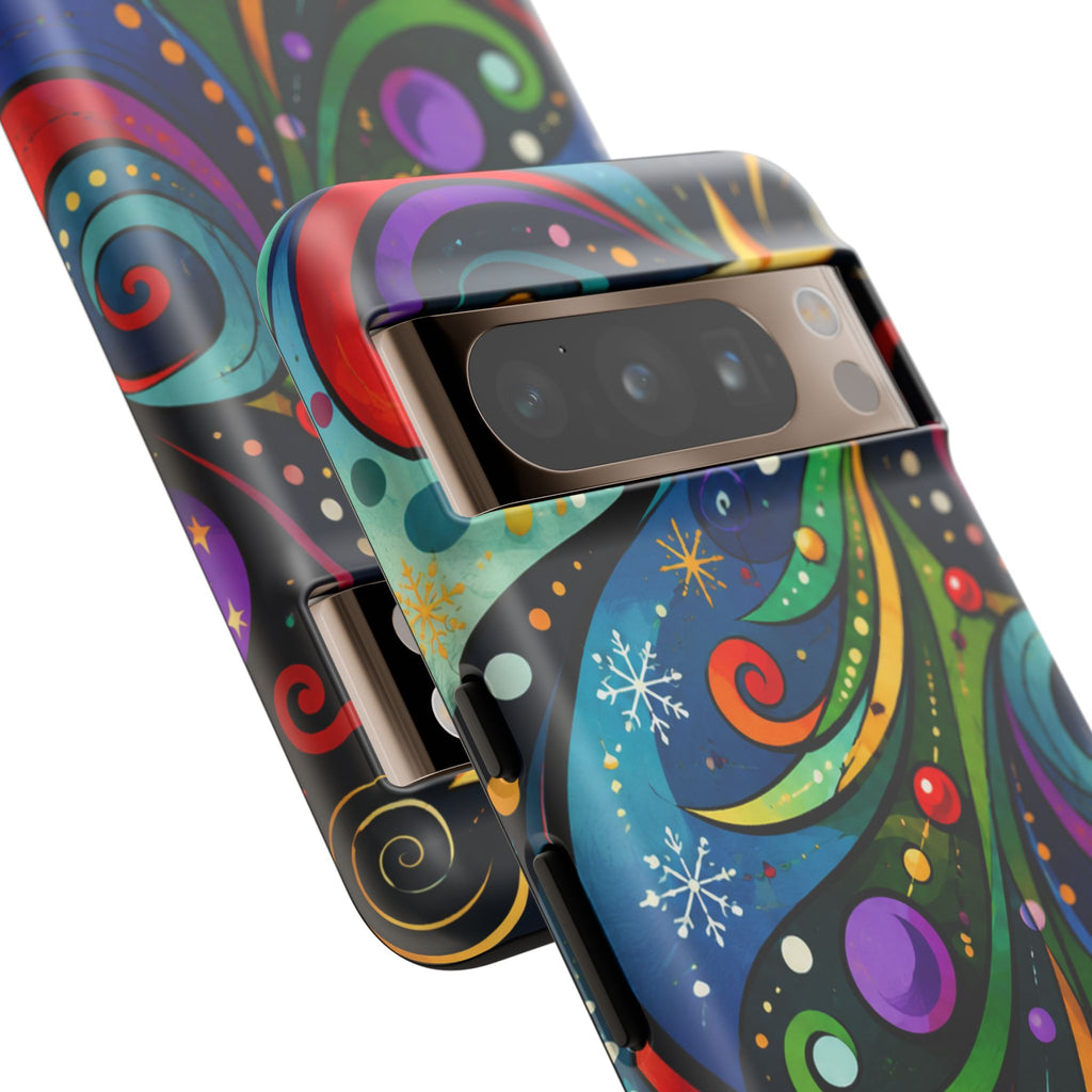 Colorful Swirl Christmas Tree Tough Phone Case