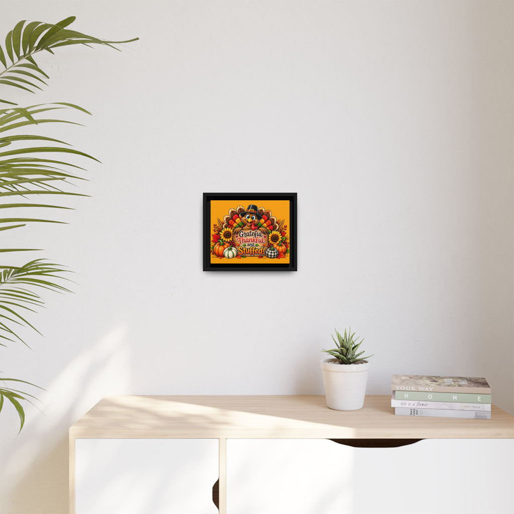 Thankful & Stuffed Turkey Matte Canvas Wall Art