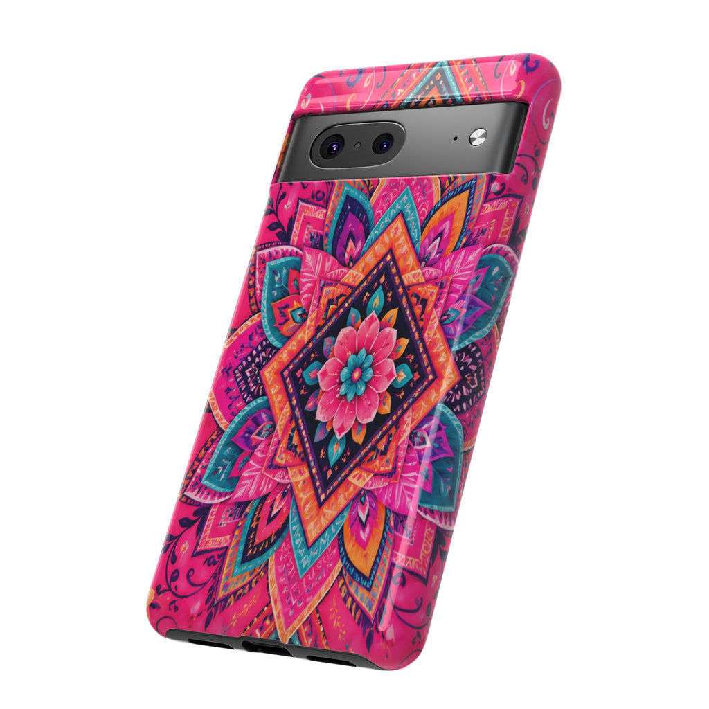 Floral Mandala Tough Phone Case — Pink Boho Protective Cover