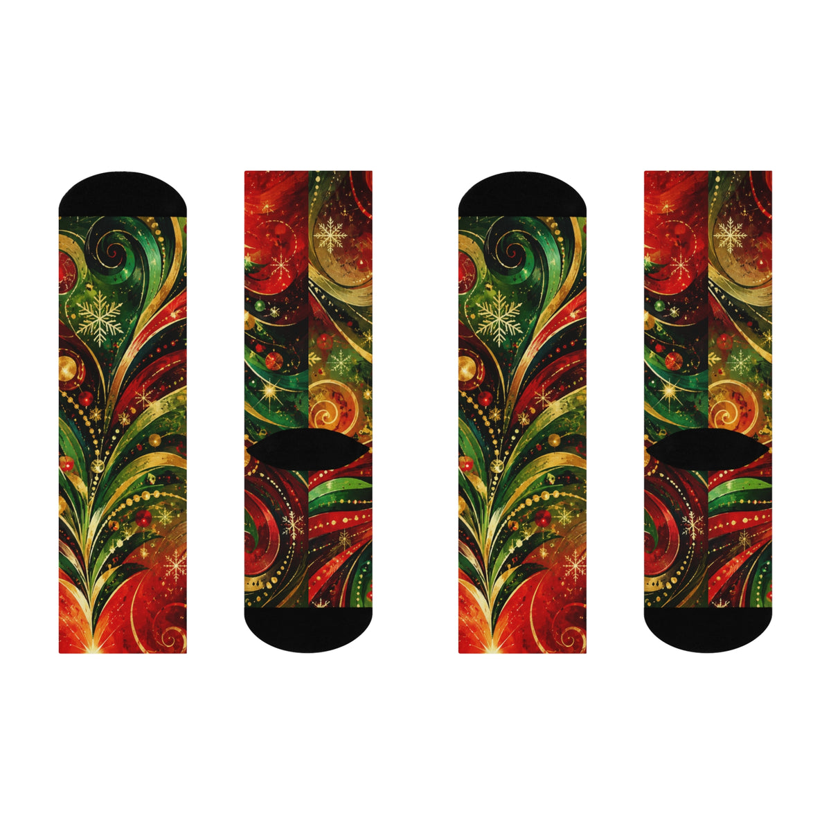 Christmas Tree Crew Socks — Festive Red & Green Holiday Cushion Crew