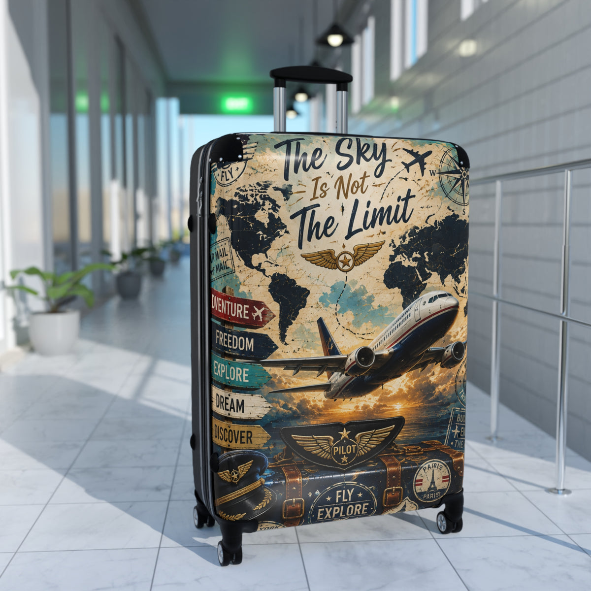 Suitcase - 'The Sky Is Not The Limit' Vintage Pilot Travel Carry-On
