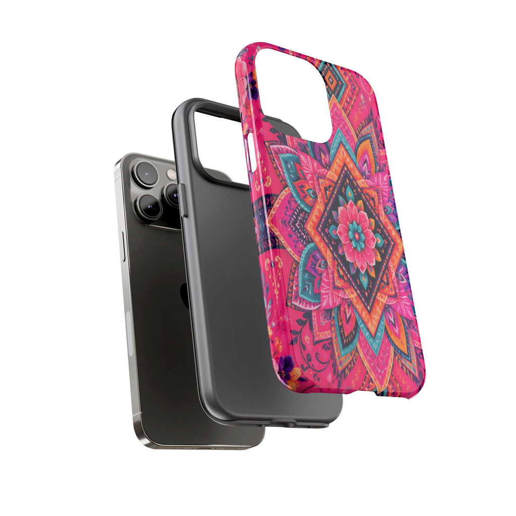 Floral Mandala Tough Phone Case — Pink Boho Protective Cover