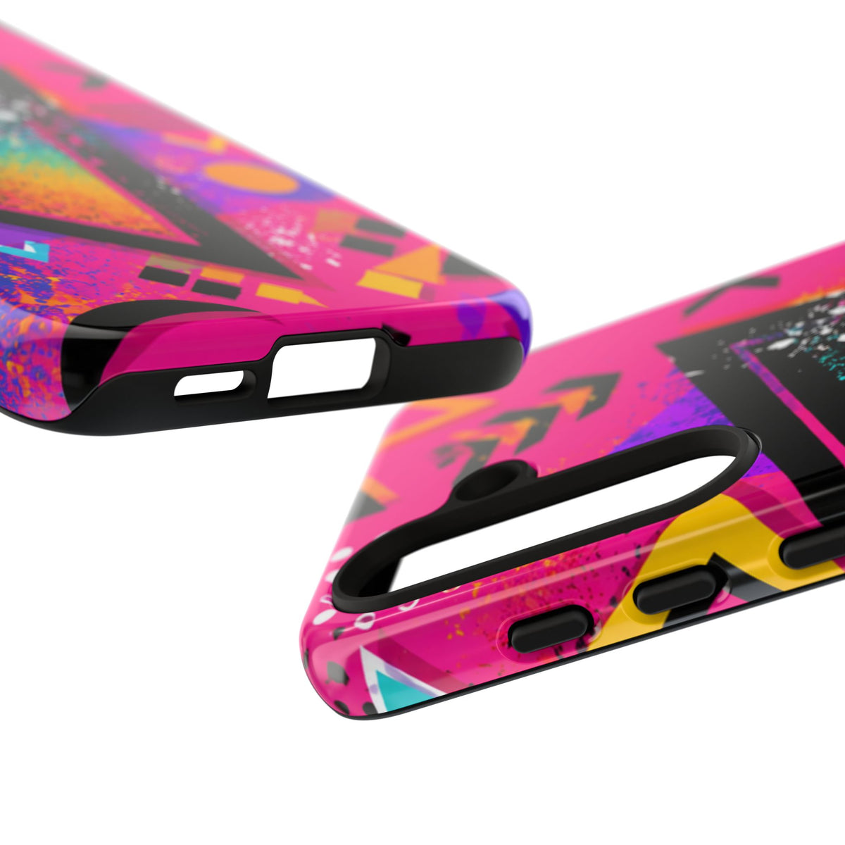 Retro 80s Geometric Phone Case — Neon Triangle Tough Case