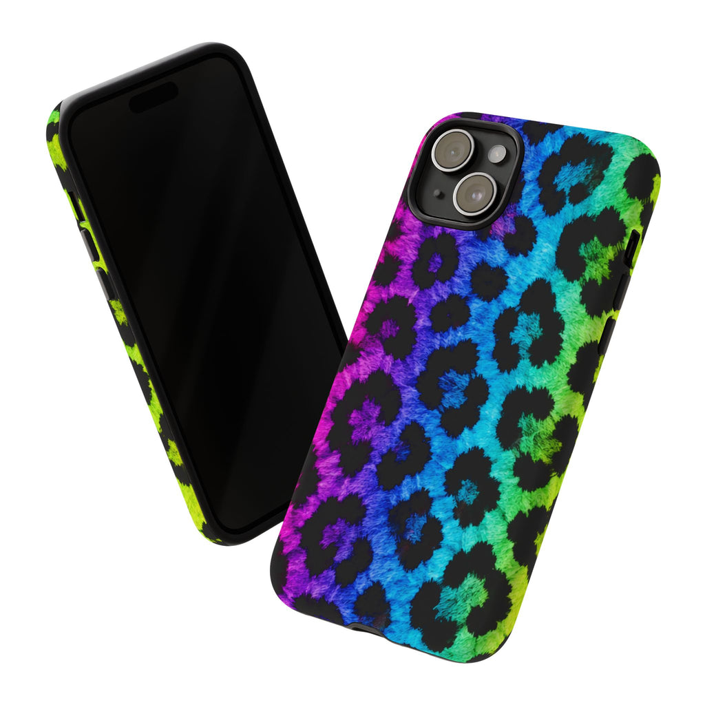 Neon Rainbow Leopard Tough Case – Colorful Animal Print Phone Cover