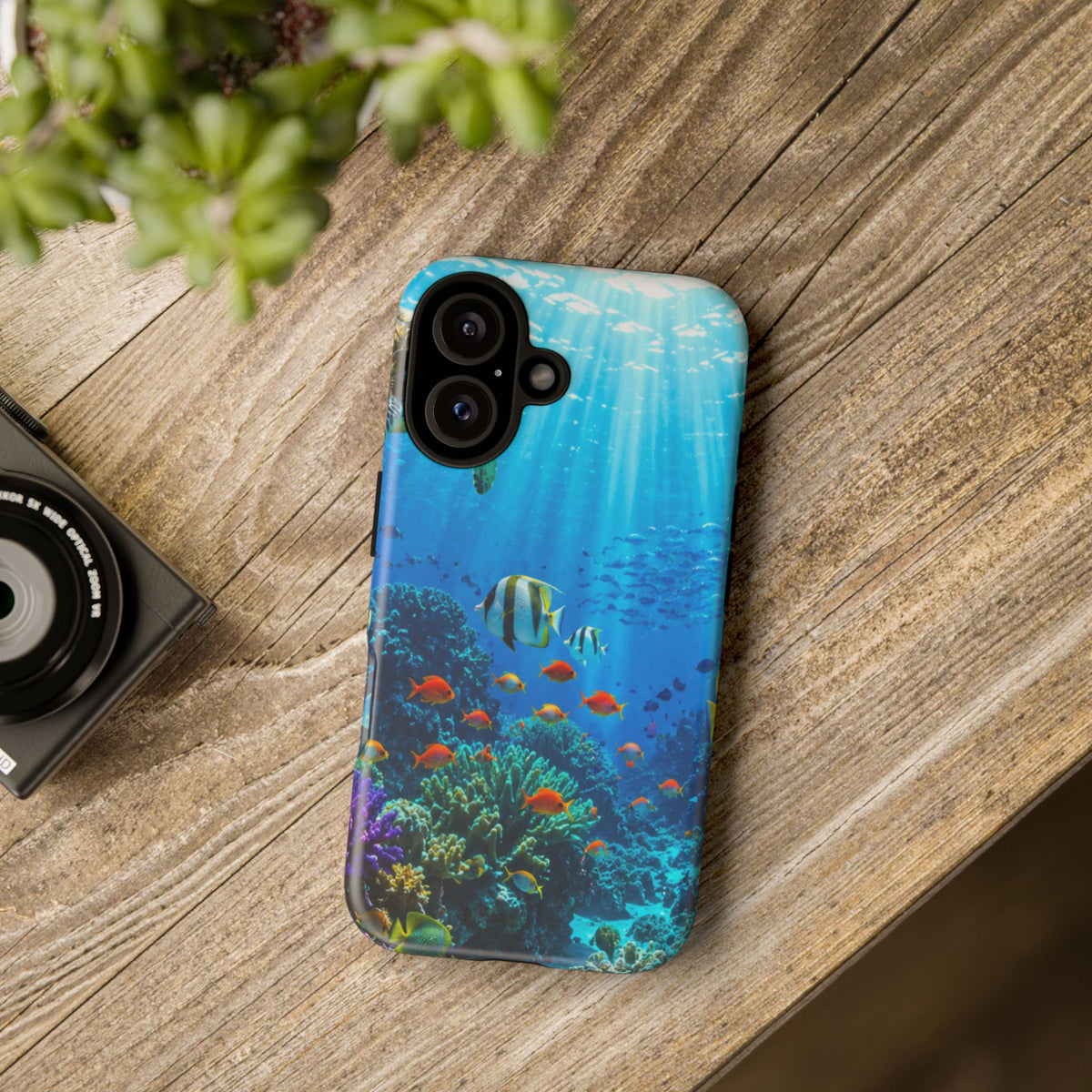 Underwater Ocean Life Tough Phone Case — Coral Reef & Sea Turtle Protective Cover