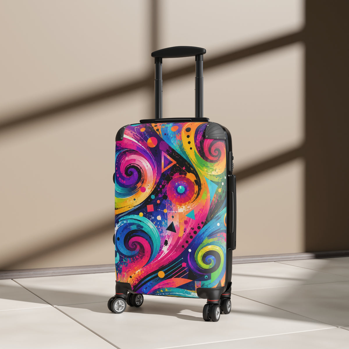 Colorful Swirl Carry-On Suitcase — Vibrant Abstract Luggage for Travelers