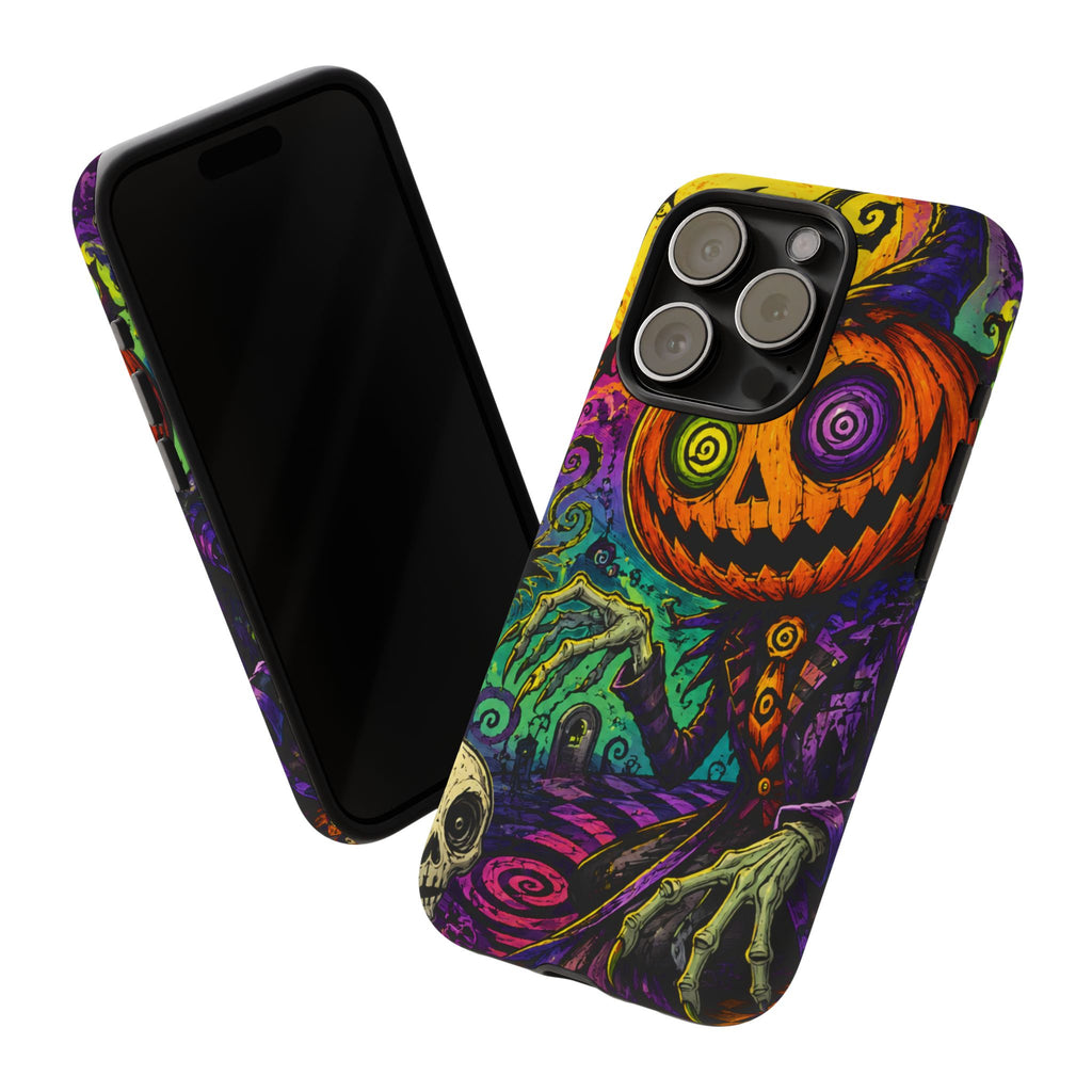 Halloween Pumpkin Skull Phone Case — Psychedelic Jack-o'-Lantern Tough Case