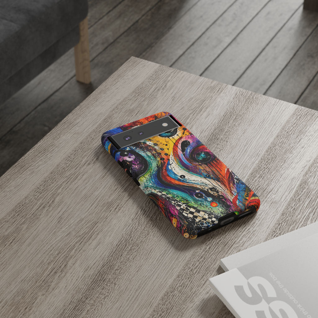 Abstract Cosmic Swirl Phone Case — Colorful Artistic iPhone Tough Case