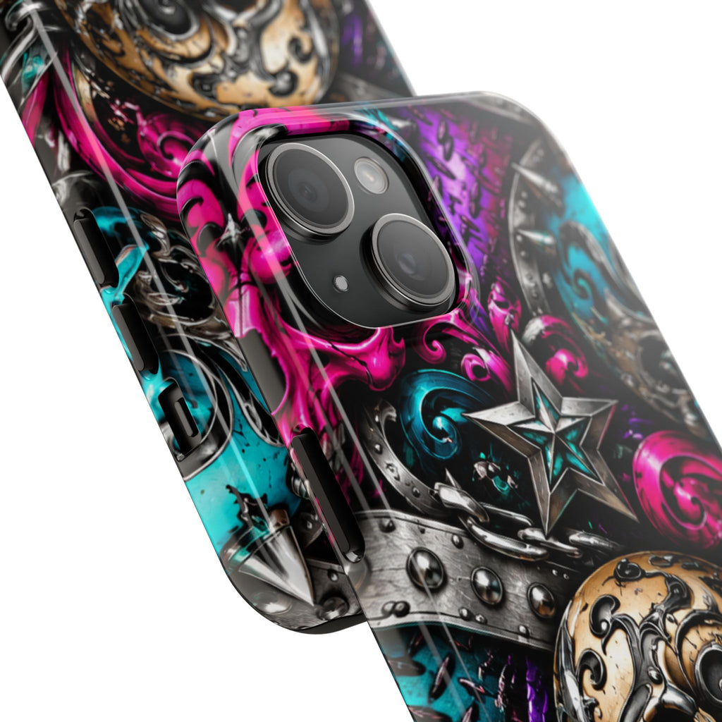 Skull & Stars Tough Phone Case | Colorful Gothic Skull Phone Case